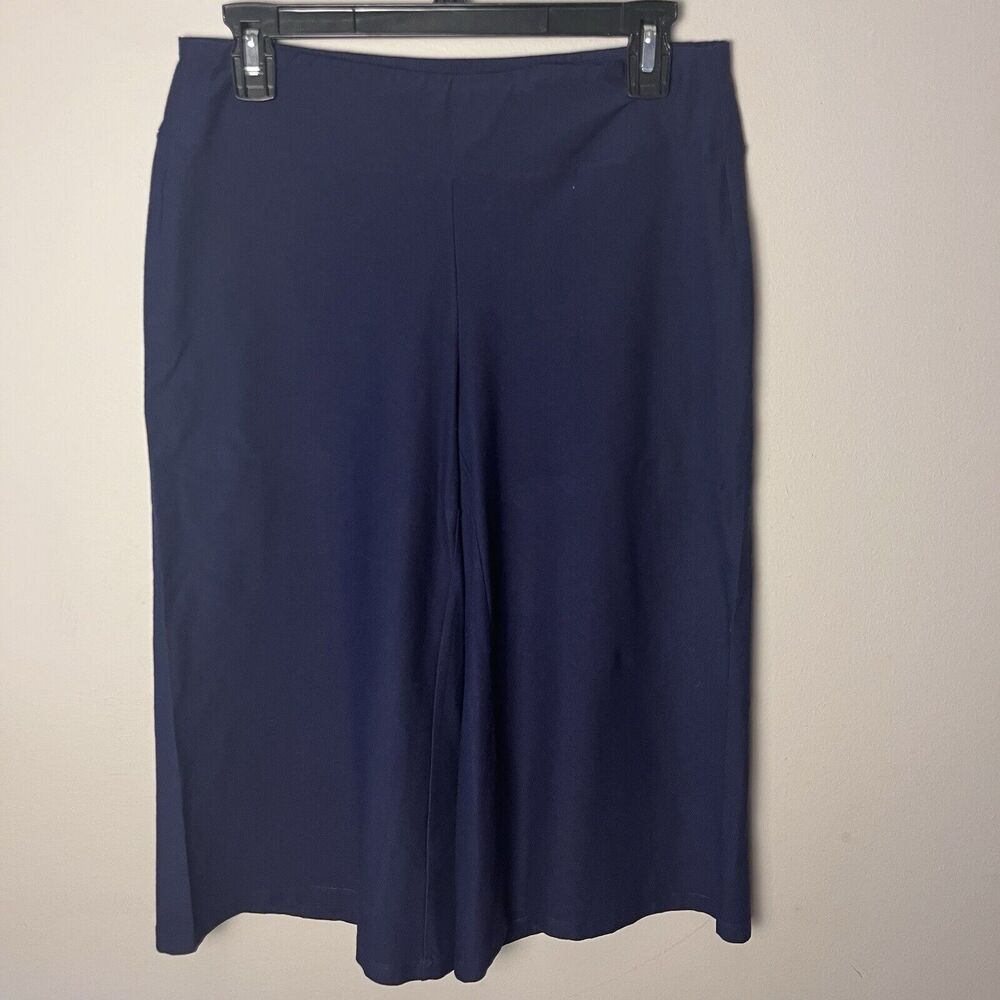 EILEEN FISHER Pants Women Petite S Navy Blue Wide Leg Pull On Viscose Stretch